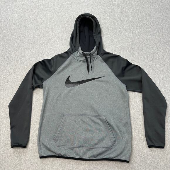 Nike Therma-Fit Hoodie Mens M Pullover Gray Colorblock Microfiber Fleece Stretch - Picture 5 of 11